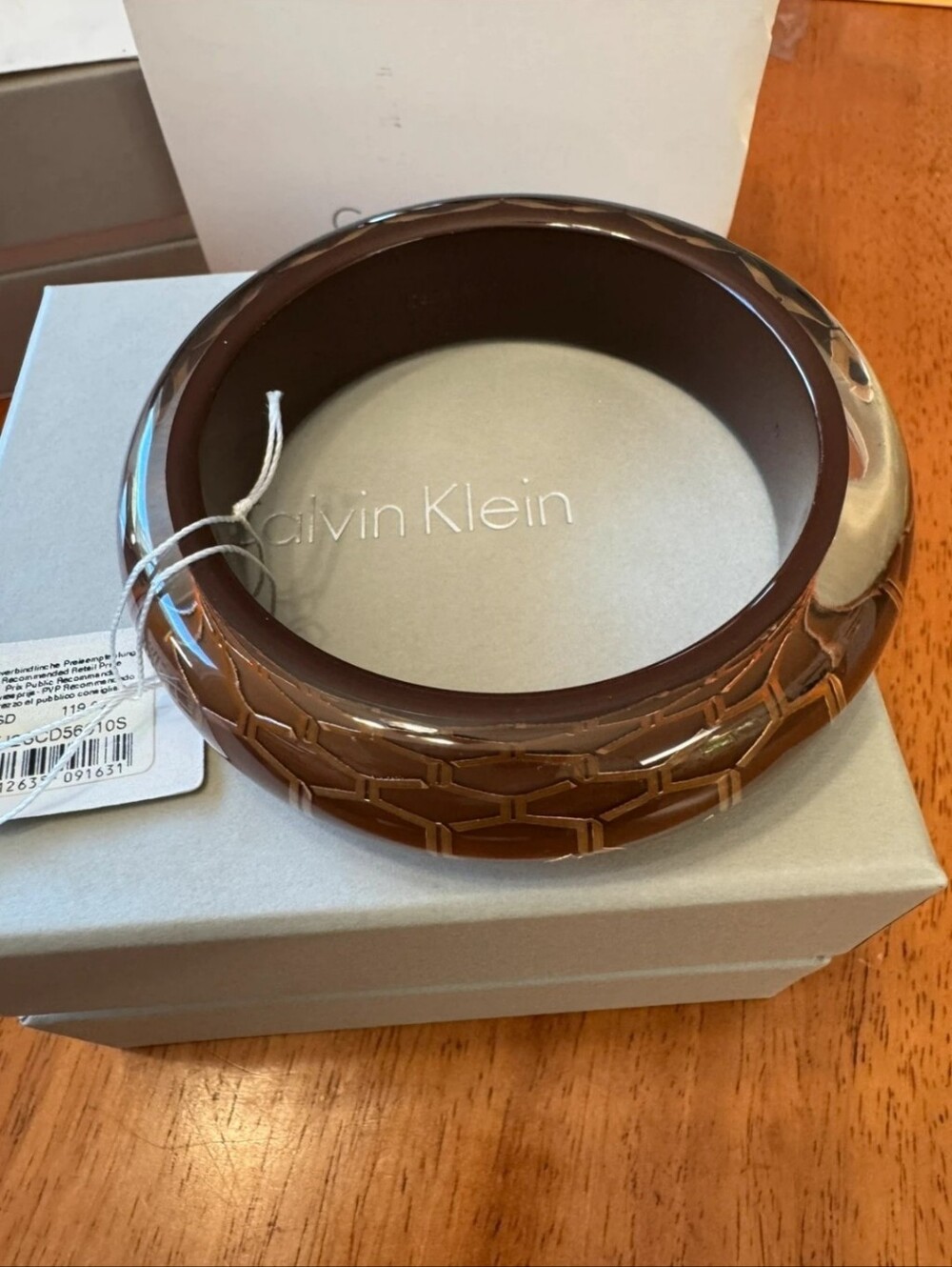 Calvin Klein Glossy Brown Geometric Resin Bangle